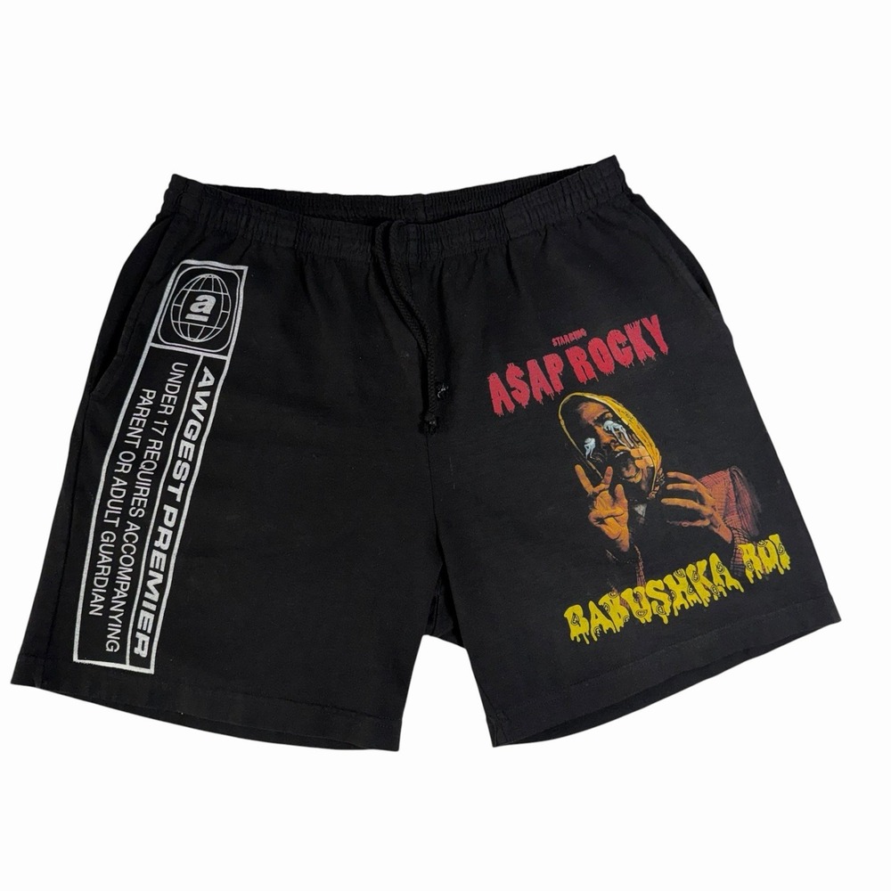 ASAP Rocky Shorts Mens Medium Black AWGE Sweats Babushka Boi Hip Hop Rap Joggers